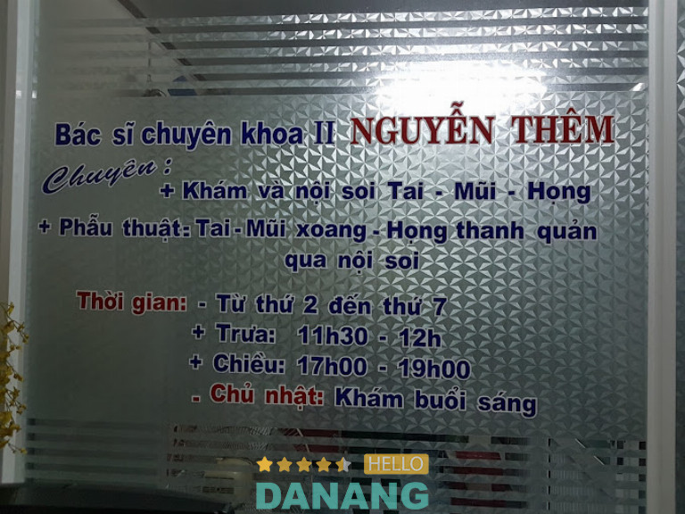 Phòng khám Tai Mũi Họng Bs. CKII Nguyễn Thêm tại Q. Thanh Khê, Đà Nẵng