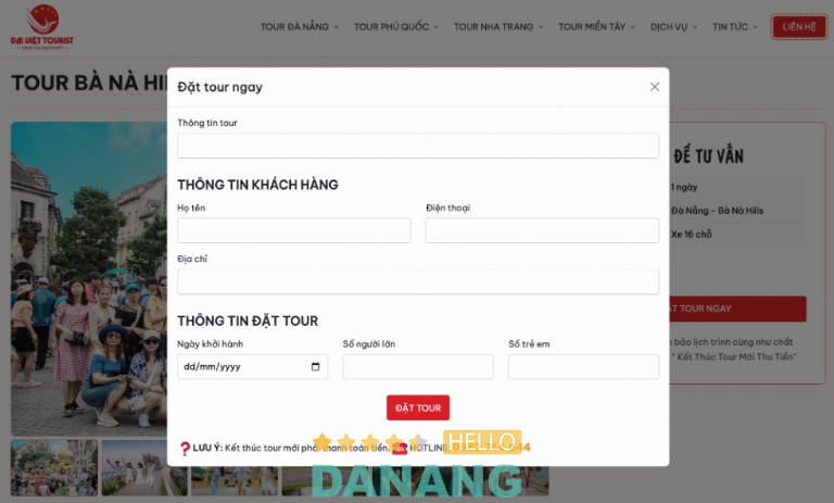 Du khách truy cập website để đăng ký tour trực tuyến dễ dàng không cần cọc