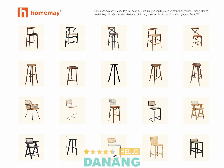 Các mẫu ghế quầy bar tại Nội Thất Home Mây