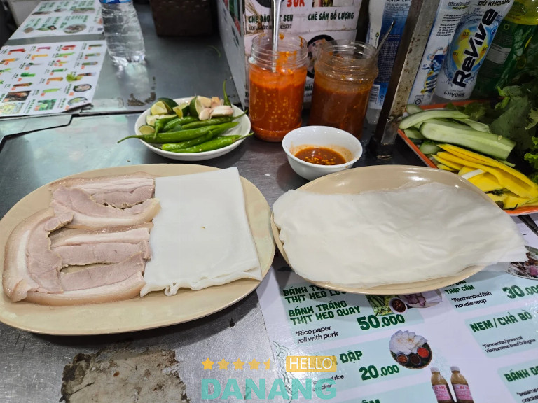 Bánh tráng cuốn thịt heo ở chợ cồn đà nẵng
