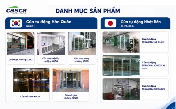 Cửa tự động xuất xứ Hàn Quốc KODO và Nhật Bản TERAOKA do CASCA phân phối