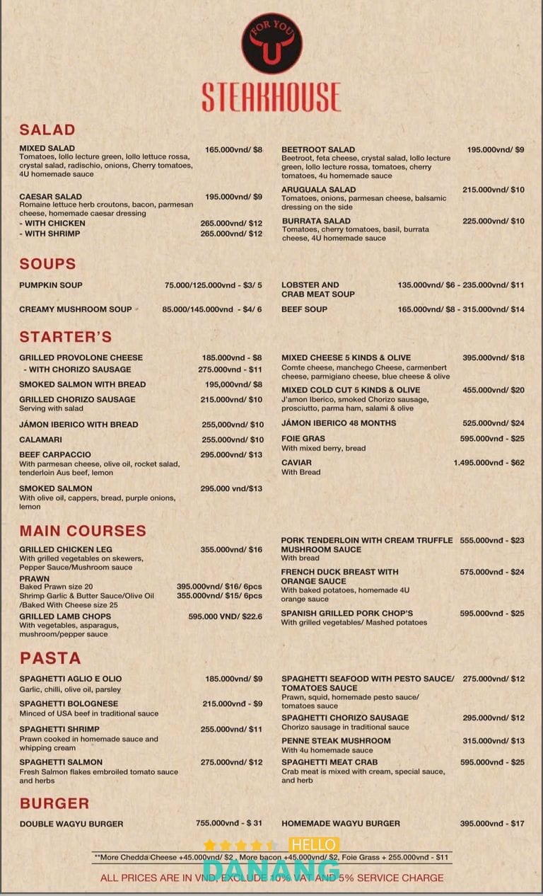 FOR YOU SteakHouse Đà Nẵng - Nhà hàng bít tết view biển
